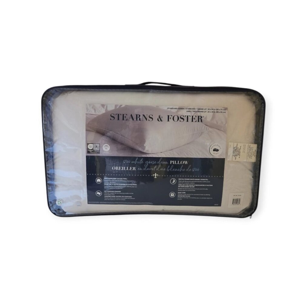 Stearns & Foster Luxurious 800 Fill Power White Goose Down Pillow Standard/Queen